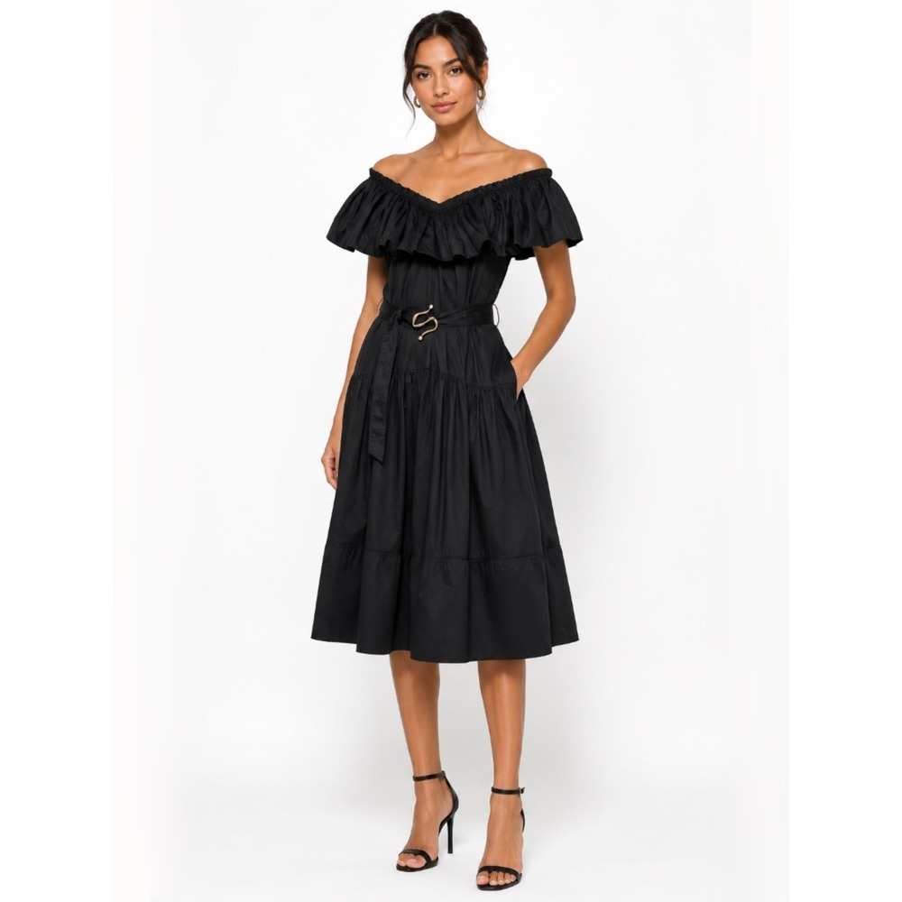 Aje - Alma Bubble Frill Cotton Dress.‎